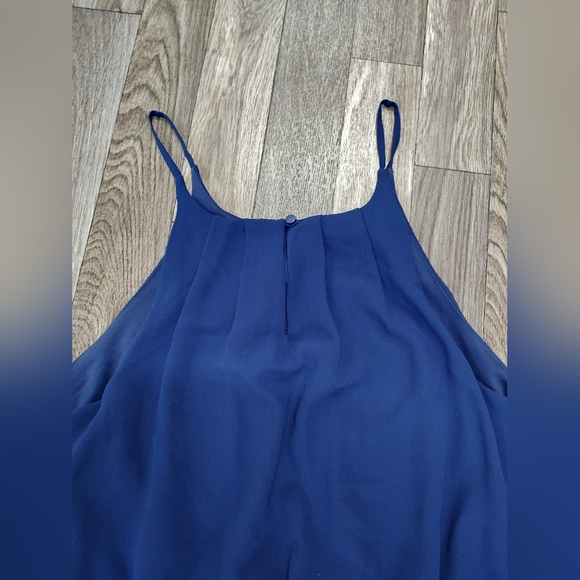 Blue Rain Dress Women Large Midi Knee Length Sleeveless Lined Navy Blue Flowy - Picture 6 of 6